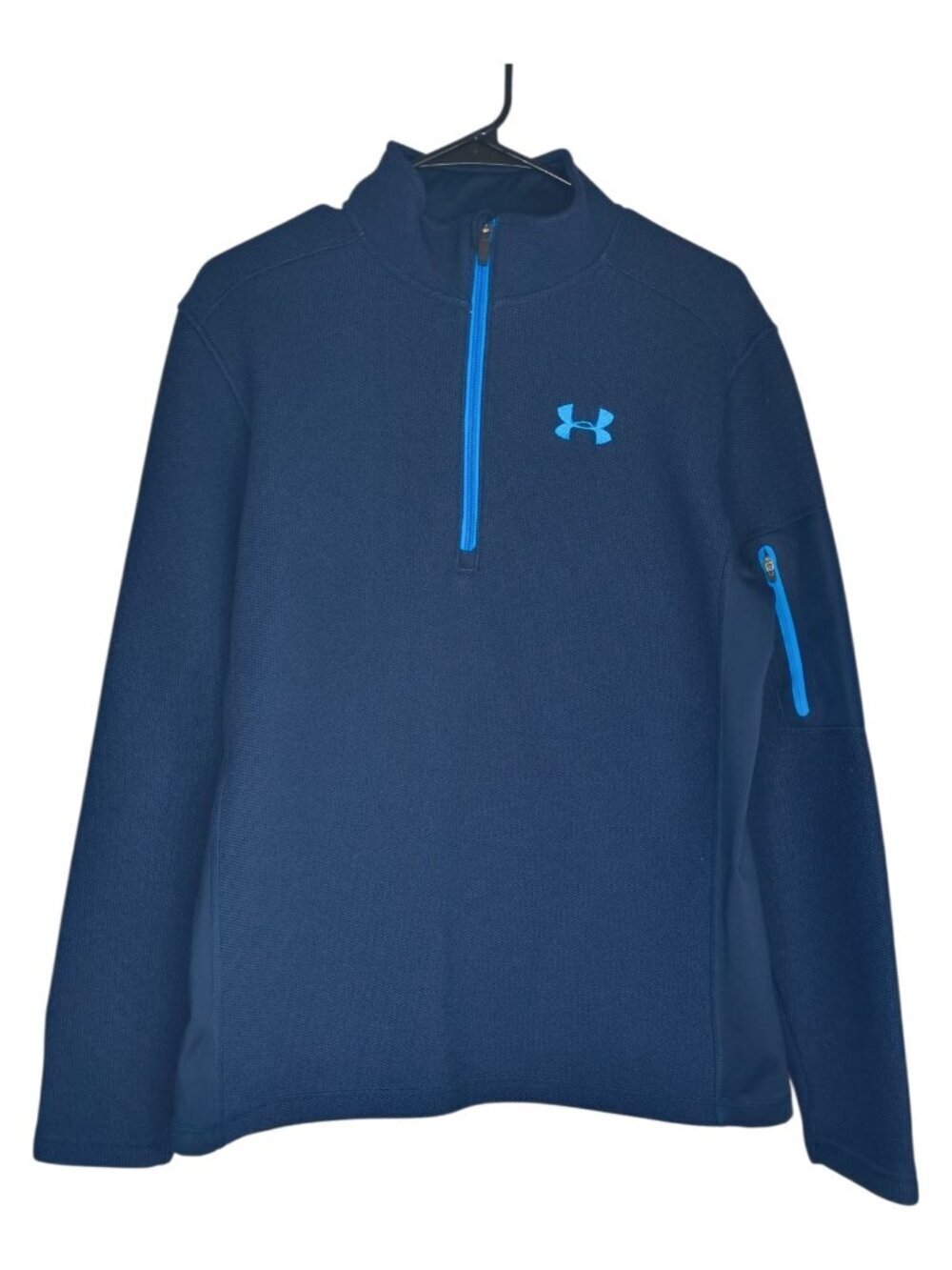 Under Armour Sweater Mens Size Medium Loose Blue Long Sleeve 1/4 Zip Pullover